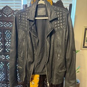 ALLSAINTS Rowley Black Leather Jacket
